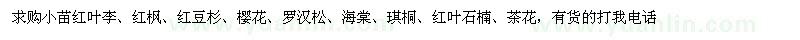求購紅葉李、紅楓、紅豆杉
