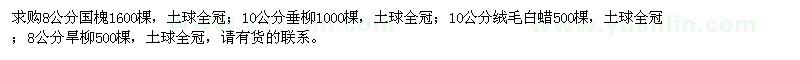 求購(gòu)國(guó)槐、垂柳、絨毛白蠟、旱柳