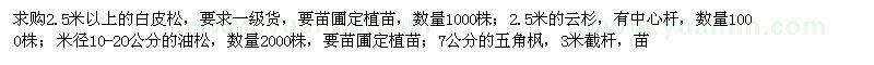 求購白皮松、云杉、五角楓