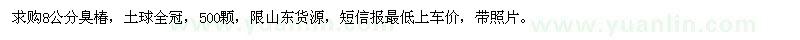 求購8公分臭椿