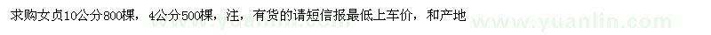 求購10、4公分女貞