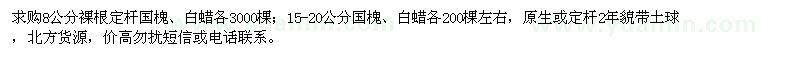 求購8公分、15-20公分國槐、白蠟