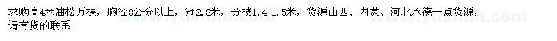 求購(gòu)高4米油松