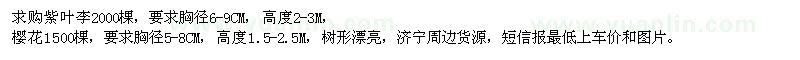 求購(gòu)紫葉李、櫻花