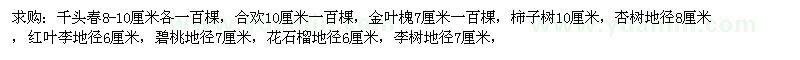 求購(gòu)千頭春、合歡、金葉槐