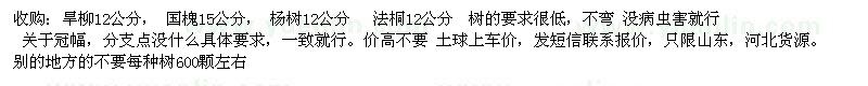 求購(gòu)旱柳、國(guó)槐、楊樹(shù)、法桐