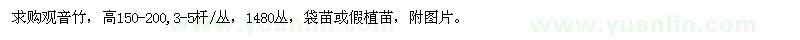 求購高150-200公分觀音竹
