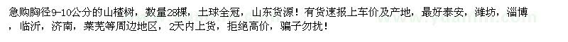 求購(gòu)胸徑9-10公分山楂樹