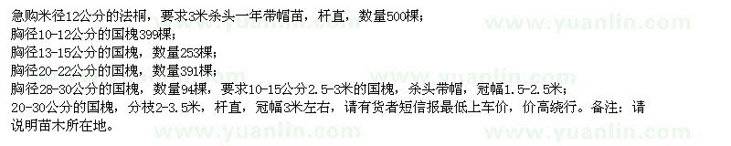 求購法桐、國槐