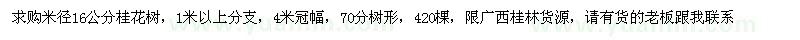 求購米徑16公分桂花樹