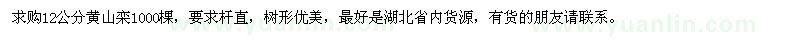 求購12公分黃山欒
