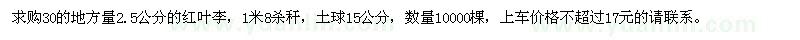 求購2.5公分紅葉李