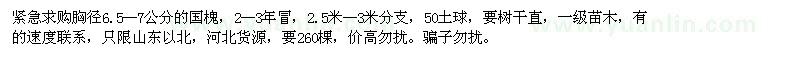 求購胸徑6.5-7公分國(guó)槐 