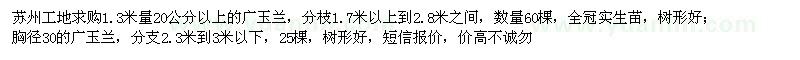 求購1.3米量20、30公分以上廣玉蘭