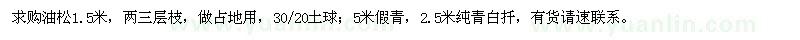 求購油松、純青白扦