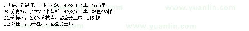 求購泡桐、青桐、杜仲