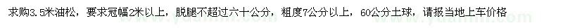 求購3.5米油松