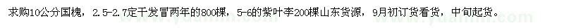 求購(gòu)10公分國(guó)槐、5-6公分紫葉李