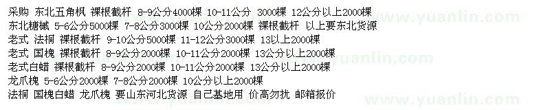 求購(gòu)五角楓、糖槭、法桐