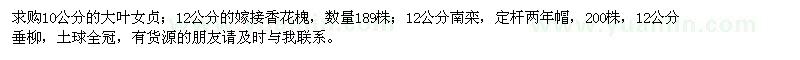 求購大葉女貞、嫁接香花槐、垂柳