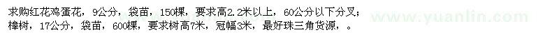 求購紅花雞蛋花、樟樹