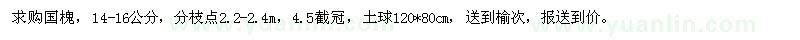 求購14-16公分國槐