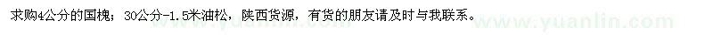 求購國槐、油松