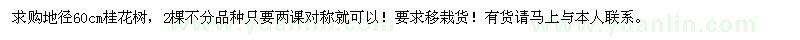 求購地徑60公分桂花樹