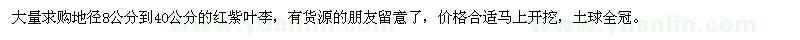 求購(gòu)地徑8-40公分紅紫葉李