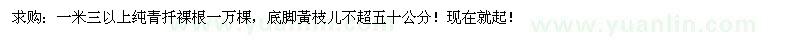 求購一米三以上純青扦