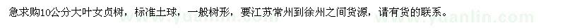 求購10公分大葉女貞