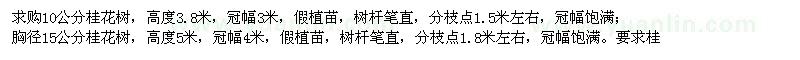 求購(gòu)10公分桂花樹(shù)、胸徑15公分桂花樹(shù)
