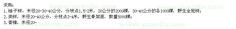 求購(gòu)野生柚子樹(shù)、欒樹(shù)、香樟