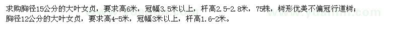 求購胸徑12、15公分大葉女貞