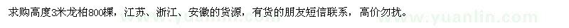 求購(gòu)高度3米龍柏