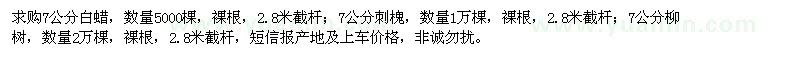 求購白蠟、刺槐、柳樹