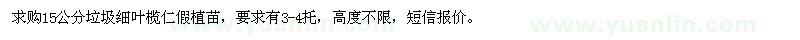 求購15公分垃圾細葉欖仁假植苗