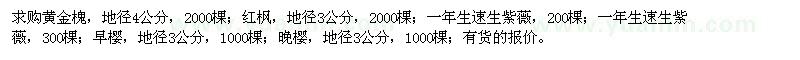 求購黃金槐、櫻花、紅楓等
