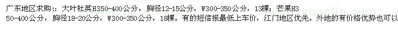 求購大葉杜英、芒果