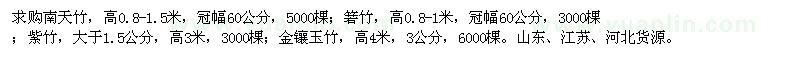 求購(gòu)南天竹、箬竹、金鑲玉竹