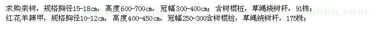求購欒樹、紅花羊蹄