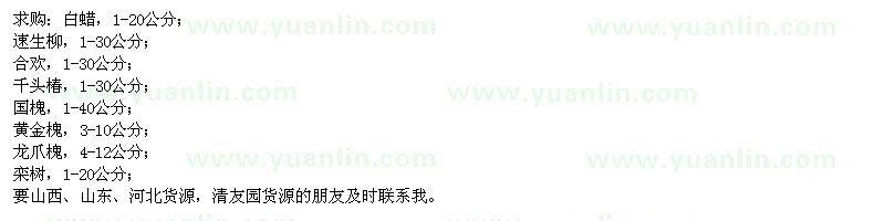 求購白蠟、速生柳、合歡