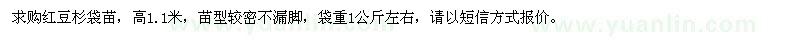 求購(gòu)高1.1米紅豆杉袋苗