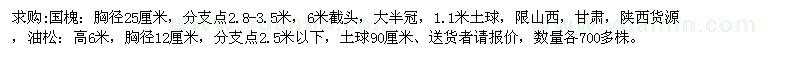 求購國槐、油松