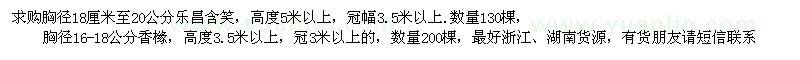 求購(gòu)18-20公分樂(lè)昌含笑、16-18公分香櫞