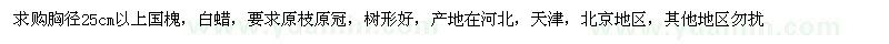 求購胸徑25公分國槐、白蠟