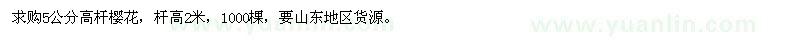 求購5公分高桿櫻花