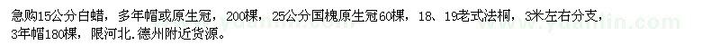 求購(gòu)白蠟、國(guó)槐、法桐