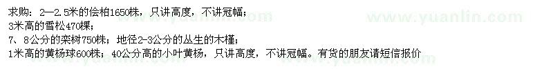 求購檜柏、欒樹、雪松