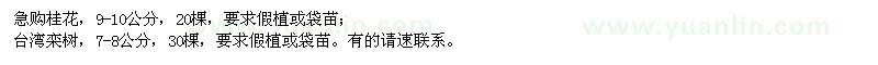 求購桂花、臺灣欒樹